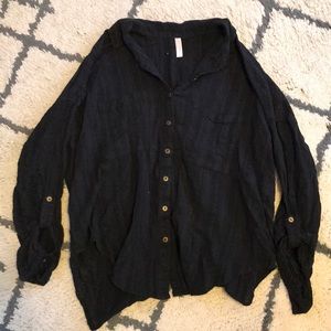 Free people button up long sleeve, open back
